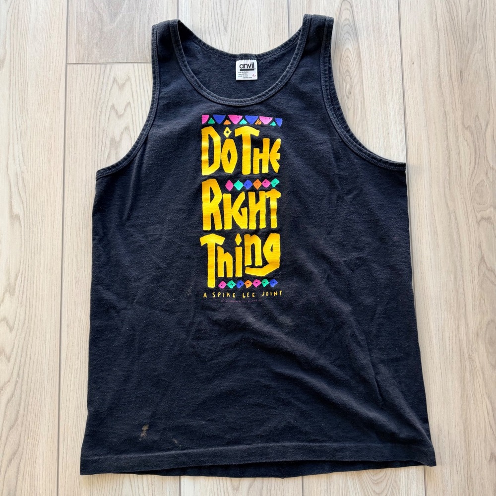 1989 Vintage Anvil Do The Right Thing Tank Top Men L Black Spike Lee Movie Promo